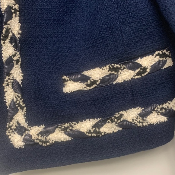 Karl Lagerfeld Navy and Cream Women's Blazer - Picture 5 of 6